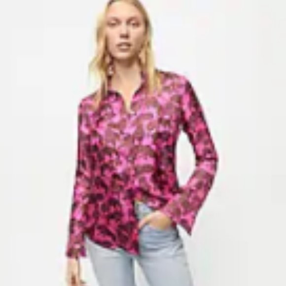 J.Crew Silk Shirt in Lions Print 14 - Picture 5 of 10